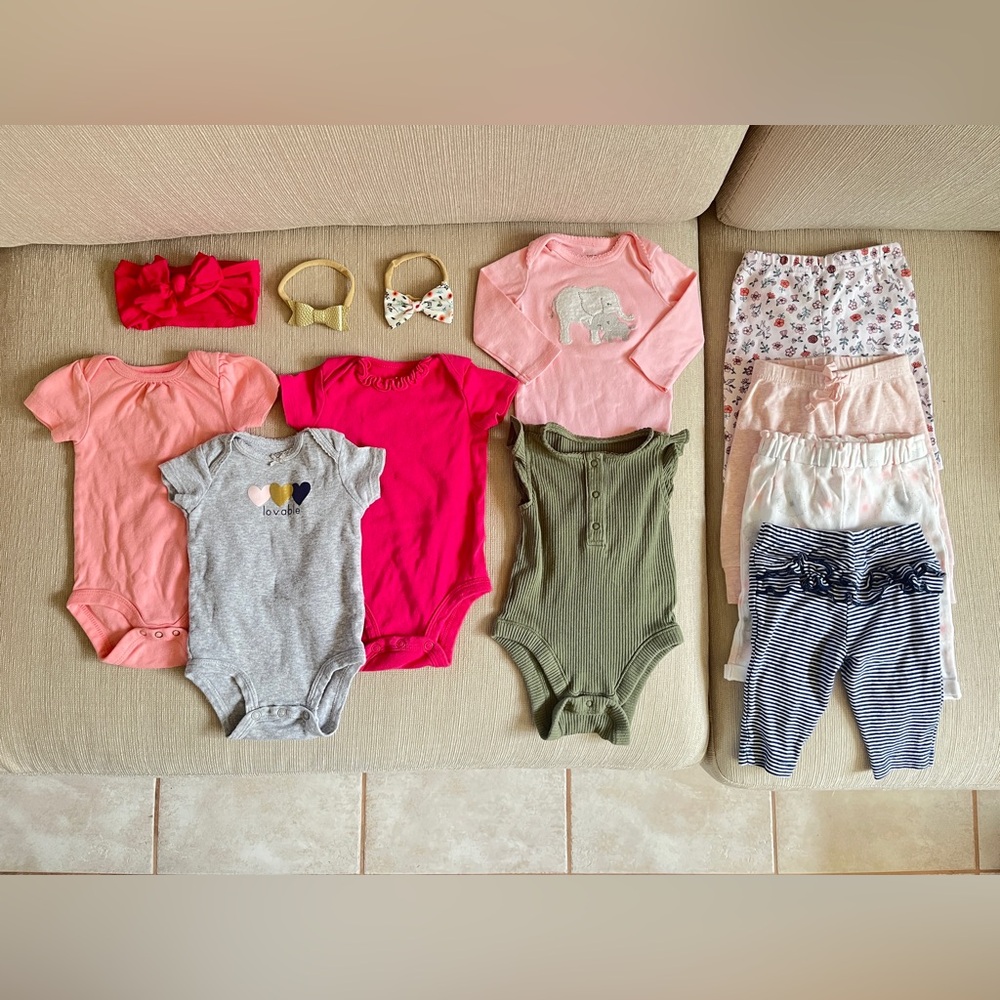 Colorful Baby 0-3 month Onesie and Accessory Collection
